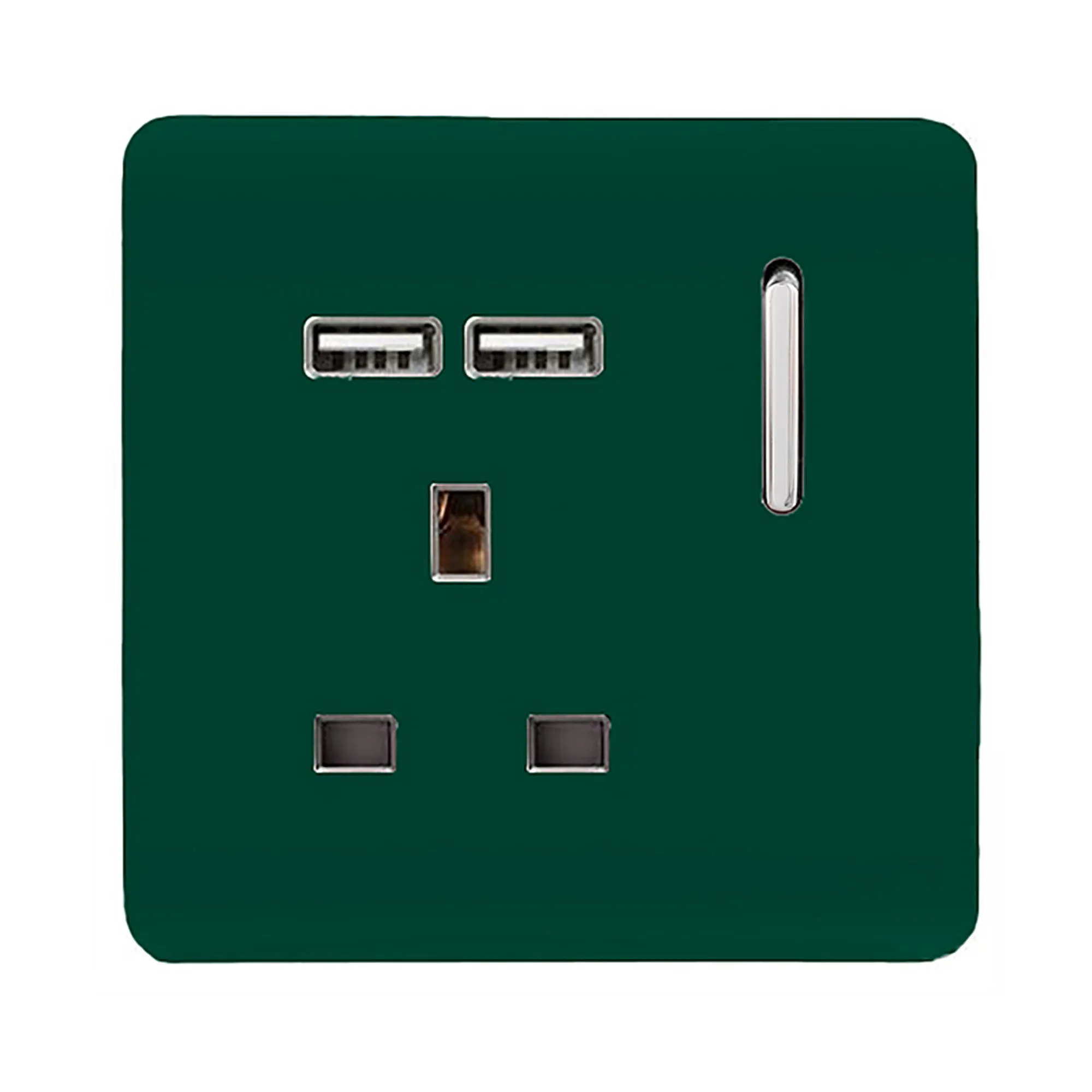 ART-SKT13USBDG  1 Gang 13Amp Switched Single Socket With 2 x USB Dark Green